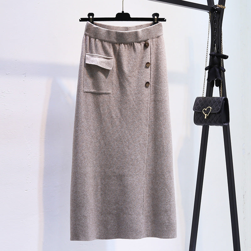 Damen Eleganter Strickrock mit praktischer Seitentasche Shop Nory