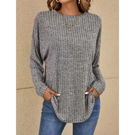 Damen Oversized Struktur-Strickpullover mit Rundhals und Eingrifftaschen Shop Nory