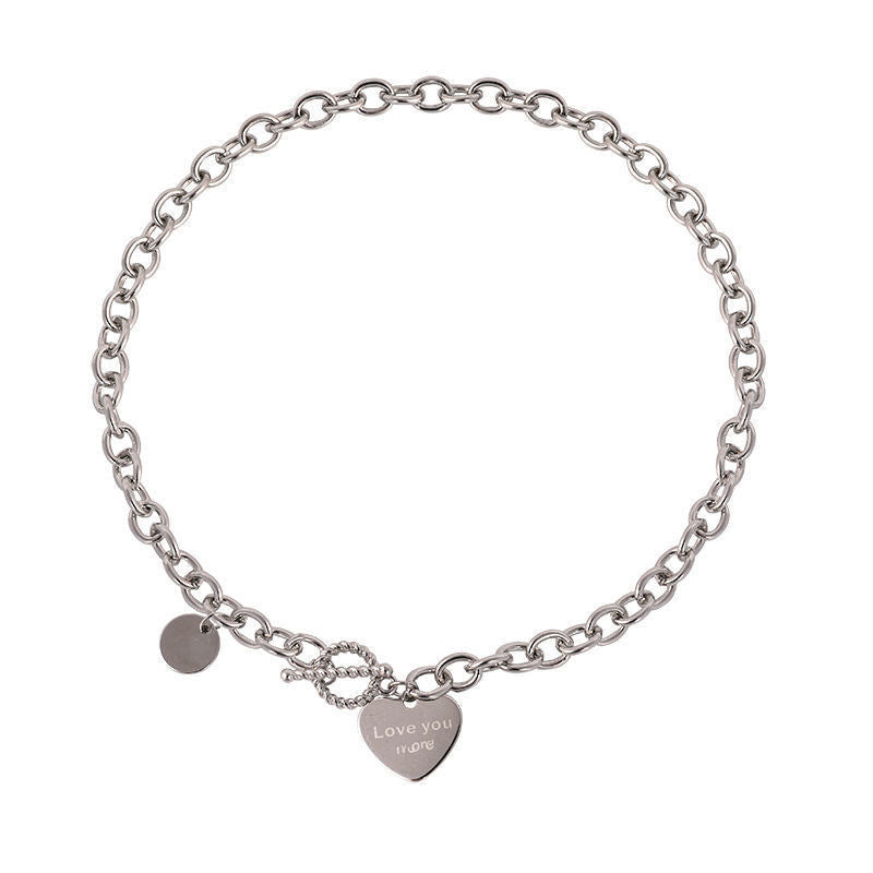 Damen Halskette mit graviertem Herzanhänger und eleganten Links Shop Nory