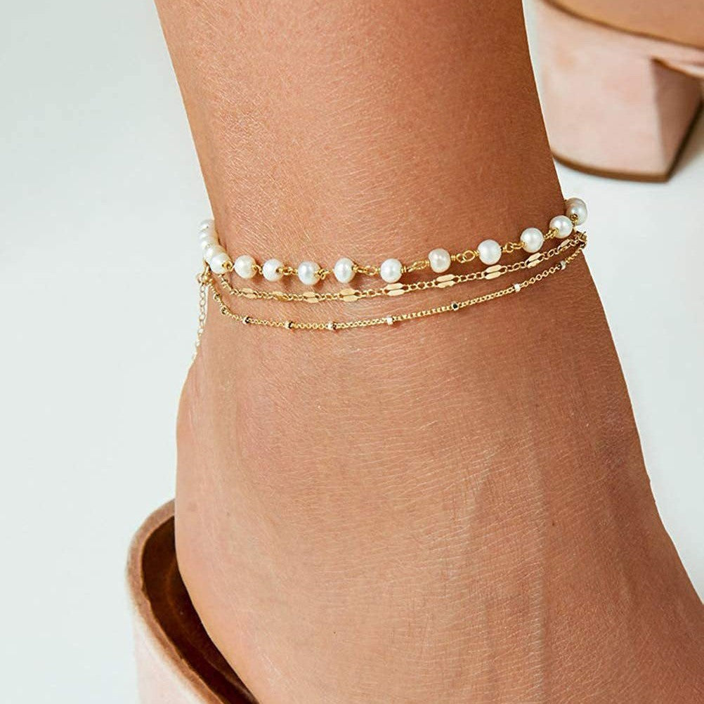 Damen Fußkettchen mit zartem Gliederdesign und funkelnden Details Shop Nory
