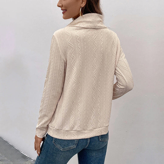 Damen Feinstrick-Cowlneck-Pullover mit Kordelzug und Zopfstrick-Detail Shop Nory