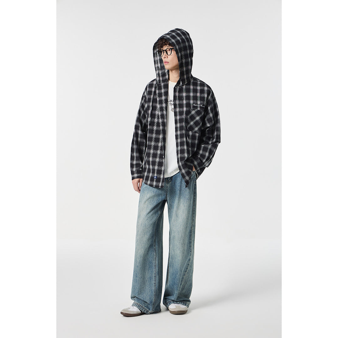 Unisex Kapuzen‑Overshirt im karierten Flanell‑Look mit Brusttasche und Knopfleiste Shop Nory