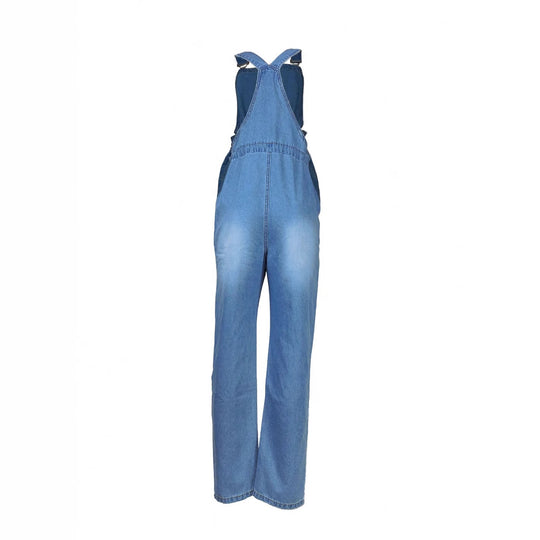 Damen Lässiger Denim-Latzoverall mit Tunnelzugbund und aufgesetzten Taschen Shop Nory