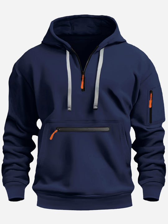 Herren Kapuzenpullover mit Halbzip, Kängurutasche und verdeckten Reißverschlüssen Shop Nory