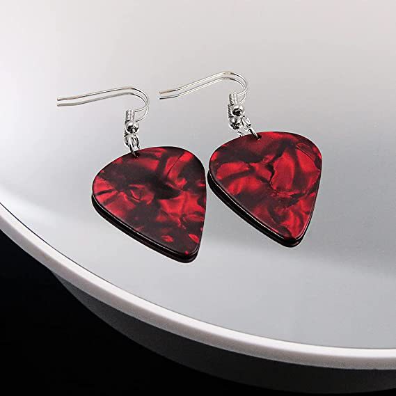 Damen Halskette mit Gitarren-Pick-Anhänger und Kunstmotiv Shop Nory