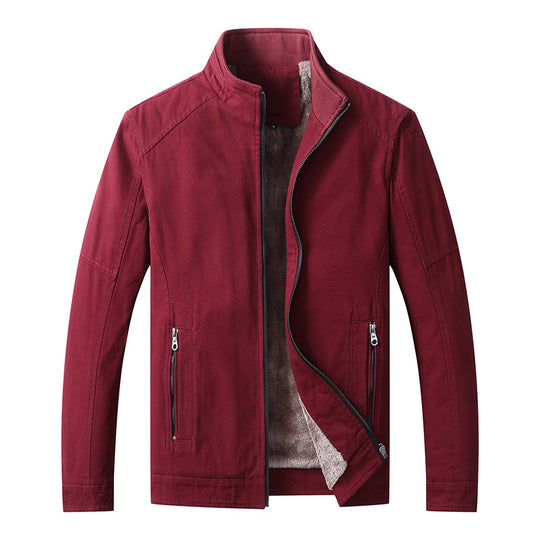 Herren Canvas-Fieldjacke mit Teddyfleece-Innenfutter, Stehkragen und Reißverschluss Shop Nory