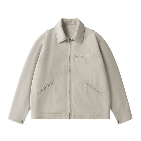 Herren Kurzjacke im Boxy-Schnitt aus Canvas mit Hemdkragen und Leistentaschen Shop Nory