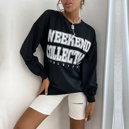 Damen Oversize-Sweatshirt mit College-Print und Raglanärmeln Shop Nory