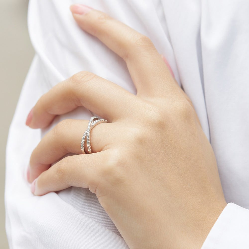 Damen Doppelring mit funkelndem Zirkonia-Besatz Shop Nory