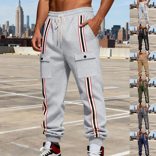 Herren Cargo-Jogginghose mit markanten Seitenstreifen, Tunnelzug & Klappentaschen Shop Nory