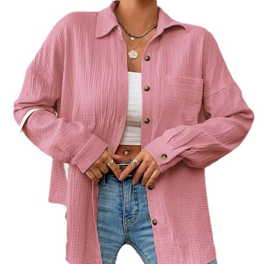Damen Lässiges Overshirt mit Knopfleiste und Brusttasche