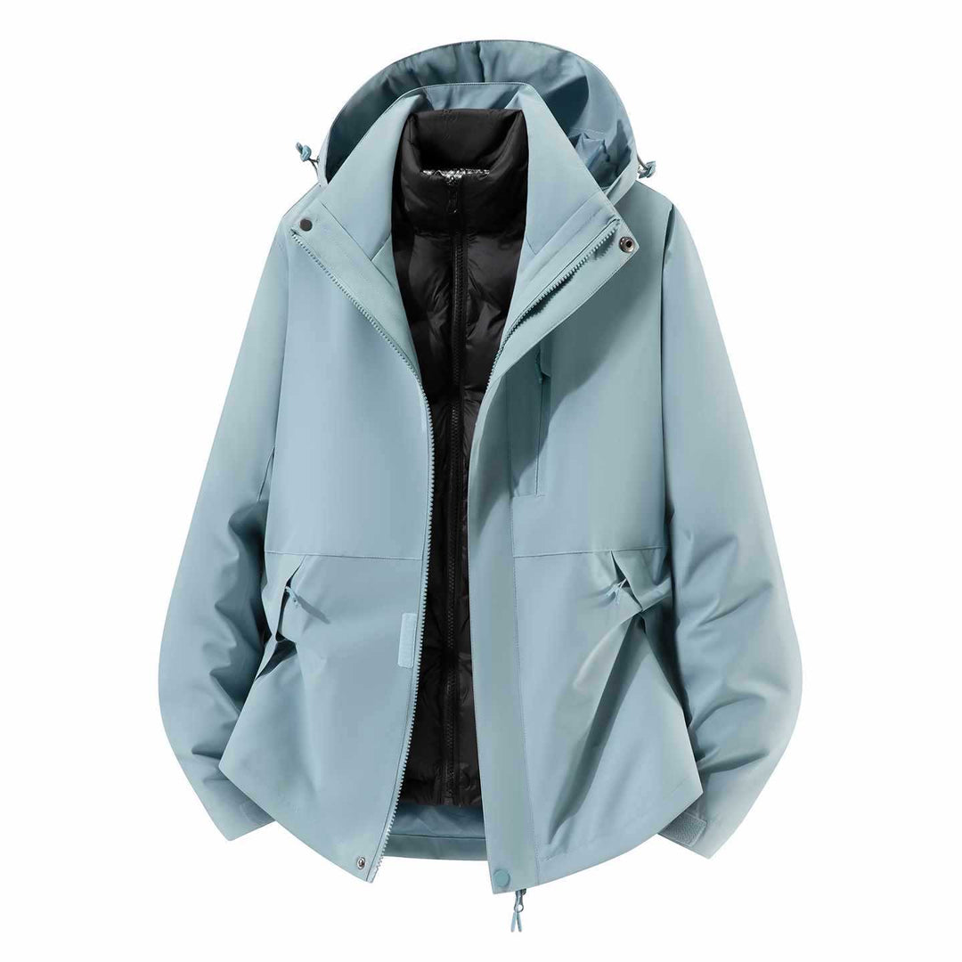 Herren Wasserfeste dreiteilige Winterjacke mit abnehmbarer Daunen-Innenjacke und Kapuze Shop Nory
