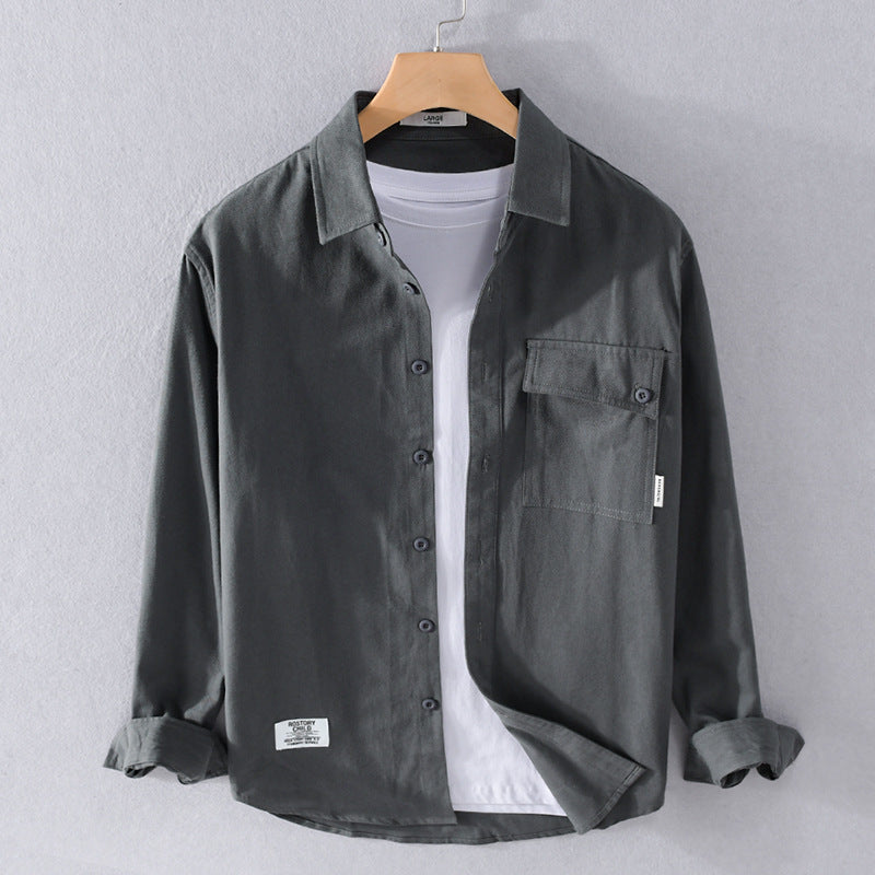 Herren Lockeres Hemdjacken-Overshirt aus Soft‑Twill mit integriertem Layer‑T‑Shirt und aufgesetzter Brusttasche Shop Nory