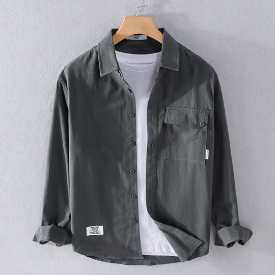 Herren Lockeres Hemdjacken-Overshirt aus Soft‑Twill mit integriertem Layer‑T‑Shirt und aufgesetzter Brusttasche Shop Nory
