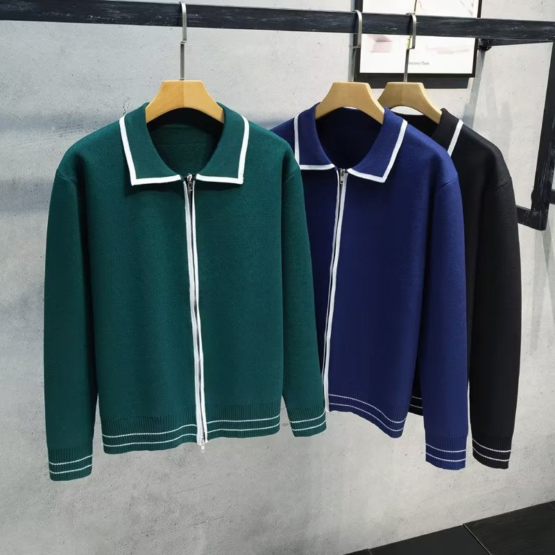 Damen Modische Strickjacke mit Reißverschluss und Kontrastdetails Shop Nory