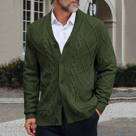 Herren modischer Strickcardigan mit strukturierter Oberfläche und praktischen Taschen Shopnory