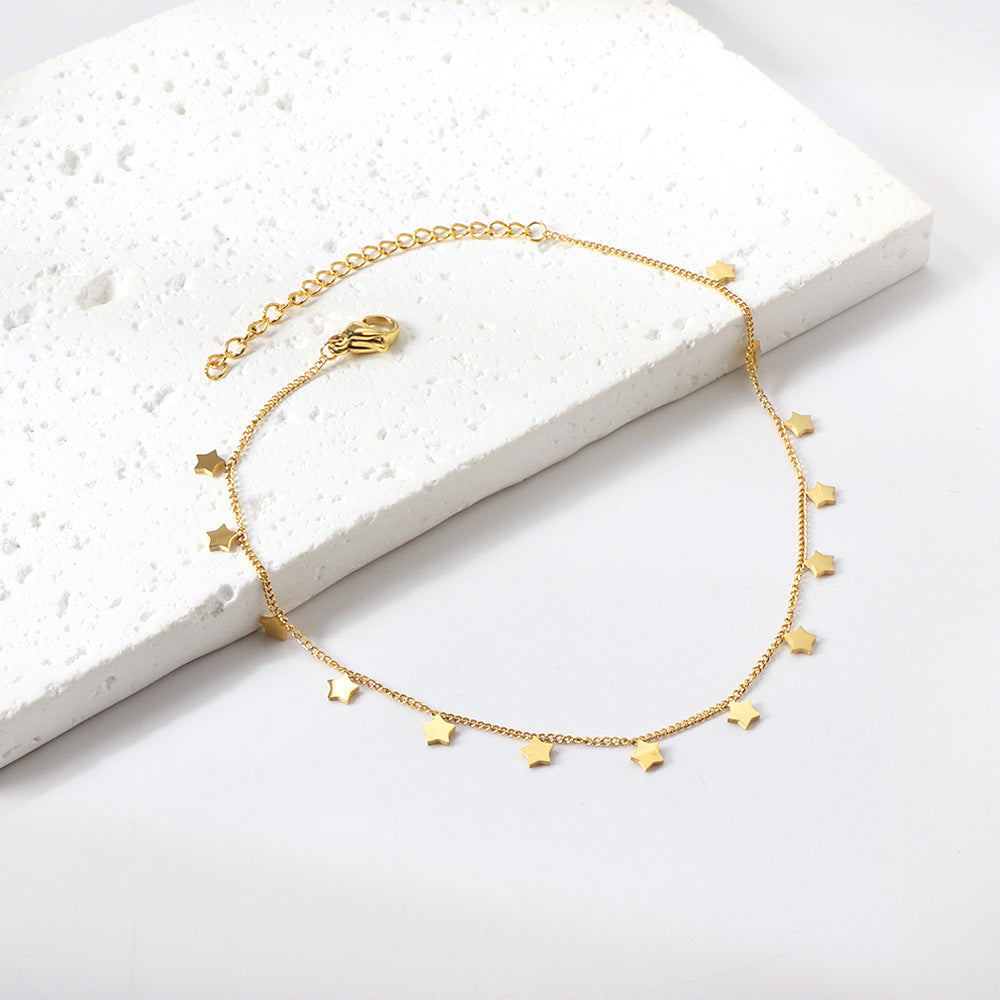 Damen Halskette mit glänzendem Sternanhänger aus hochwertigem Edelstahl und goldplattierter Oberfläche Shop Nory