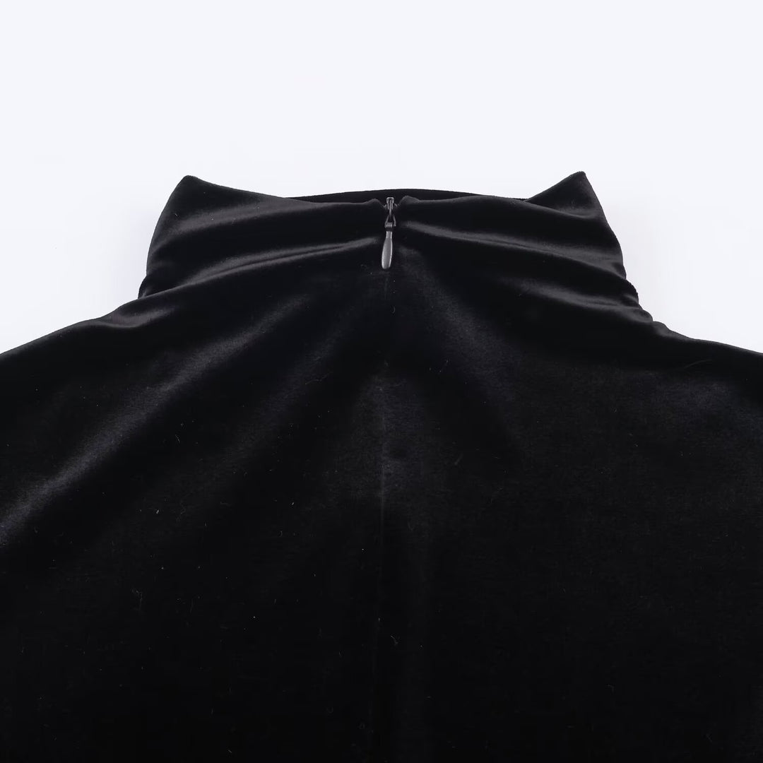 Damen Minikleid mit Rollkragen, langem Arm und seitlicher Drapé-Schleife Shop Nory