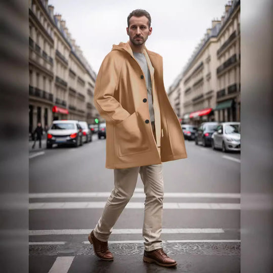 Herren Kapuzenmantel im Oversize-Schnitt mit Teddyfutter Shop Nory