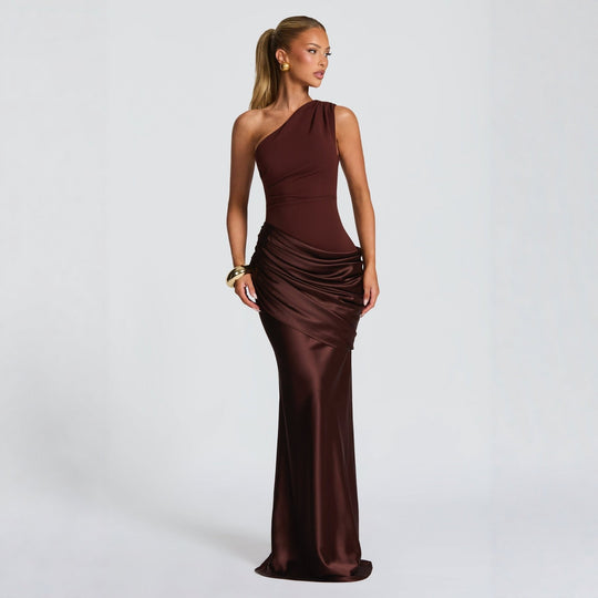 Damen Elegantes Abendkleid mit Off-Shoulder-Design und Fließendem Cape