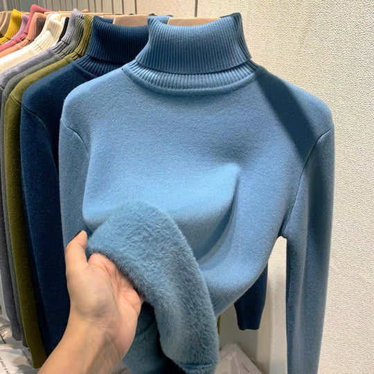 Damen Feinstrick-Rollkragenpullover mit wärmendem Innenfutter und schmaler Silhouette Shop Nory