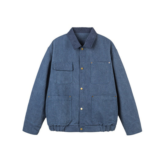 Unisex Kurz geschnittene Canvas-Fieldjacke mit Cordkragen und vier aufgesetzten Taschen Shop Nory