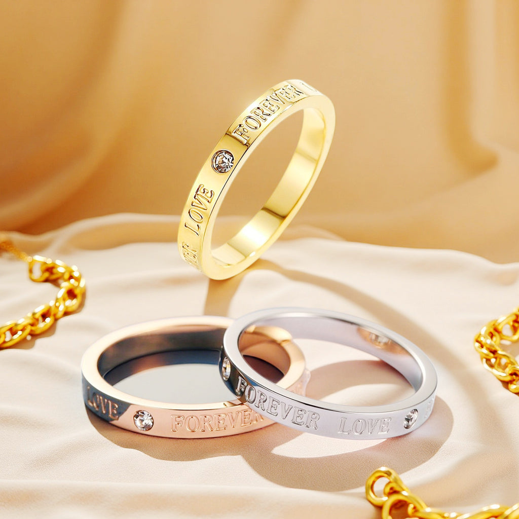Damen Ring mit eingravierter Botschaft und Herzdetail Shop Nory