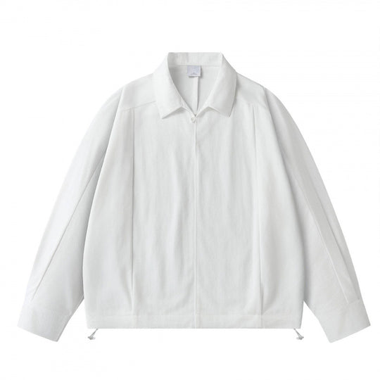 Unisex Leichte Overshirt‑Jacke mit verdeckter Front, Hemdkragen und Tunnelzugsaum Shop Nory