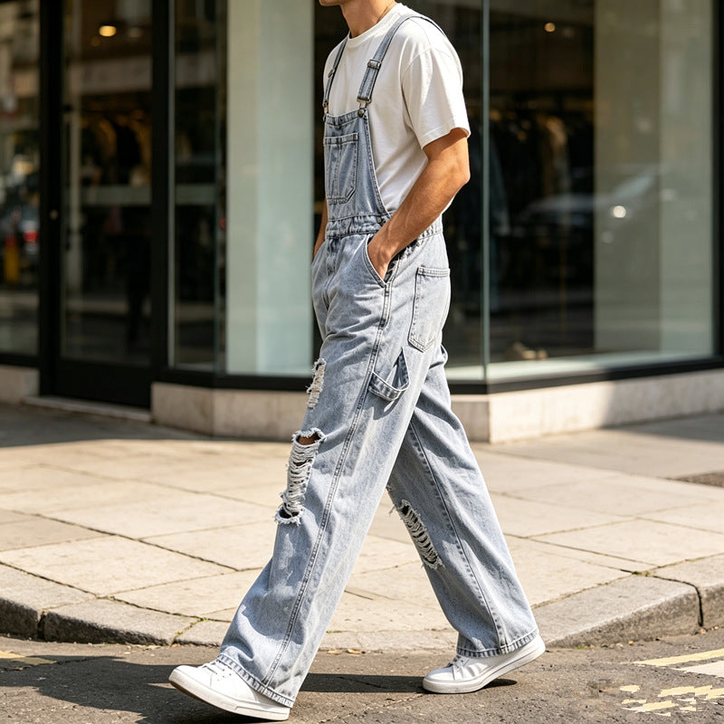 Herren Lässige Ripped Latzhose Shop Nory