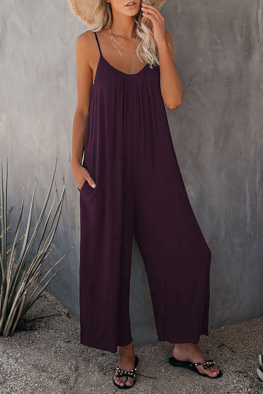 Damen Lässiger Sommer-Jumpsuit mit tiefem Ausschnitt und praktischen Taschen