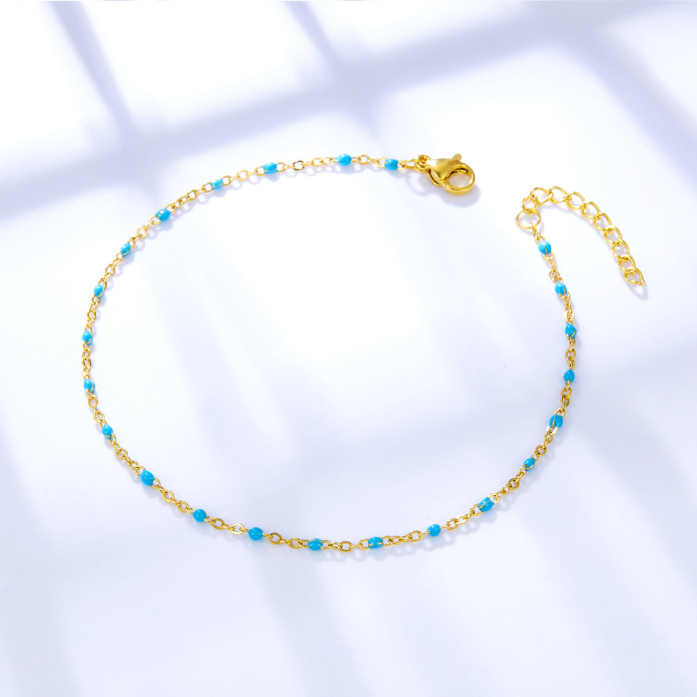 Damen Edelstahl Fußkette mit antiallergischen Perlen Shop Nory