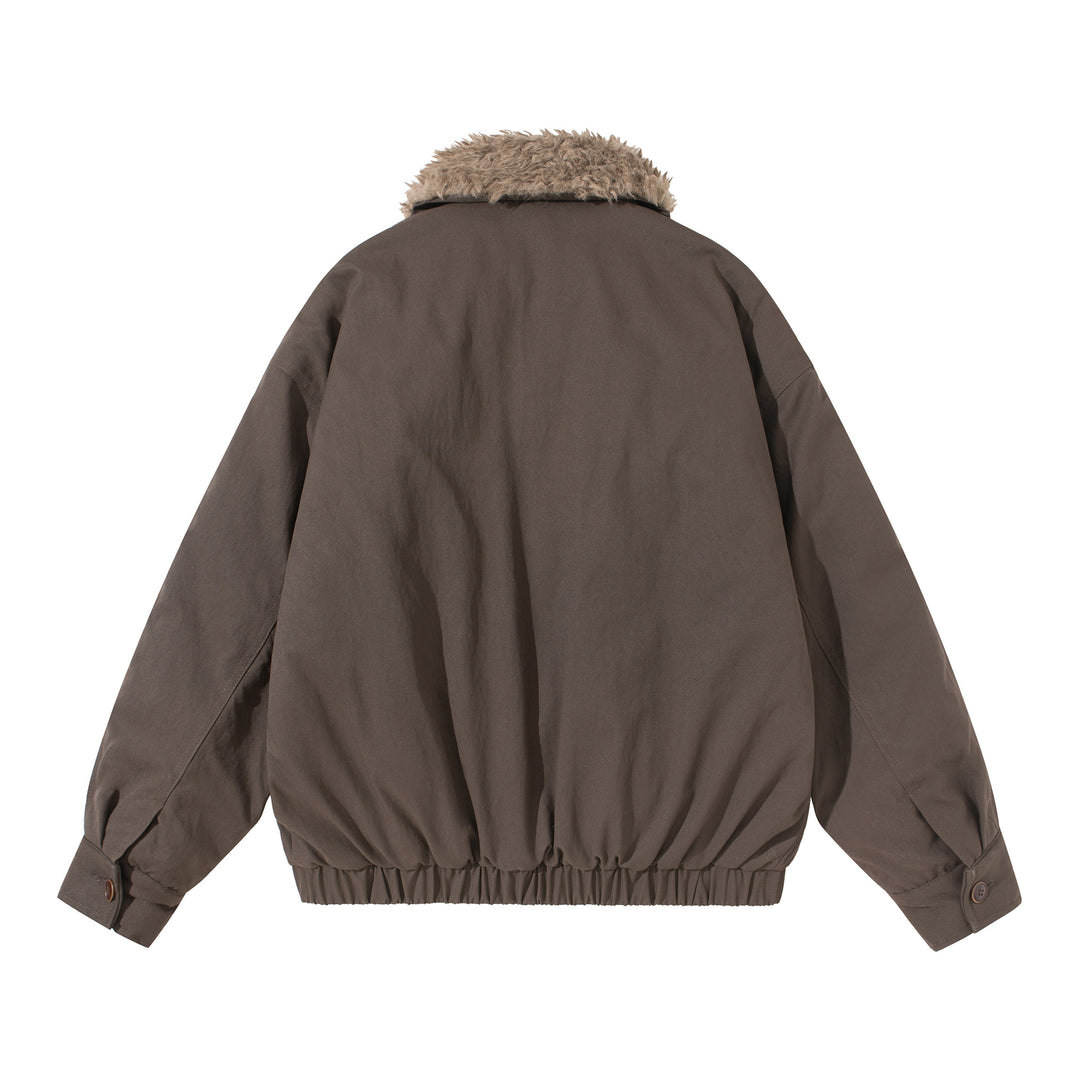 Unisex Boxy Isolationsblouson mit abnehmbarem Kunstfell-Drehkragen und Cargotaschen Shop Nory