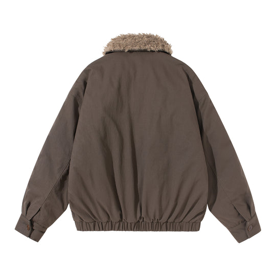 Unisex Boxy Isolationsblouson mit abnehmbarem Kunstfell-Drehkragen und Cargotaschen Shop Nory