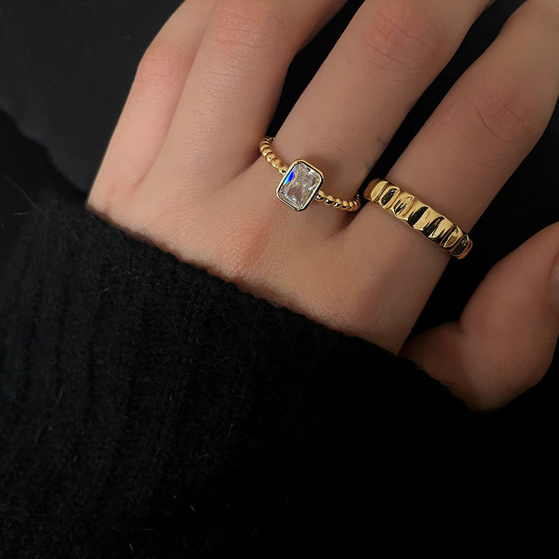 Damen Offener Ring mit dekorativem Zickzack-Muster Shop Nory
