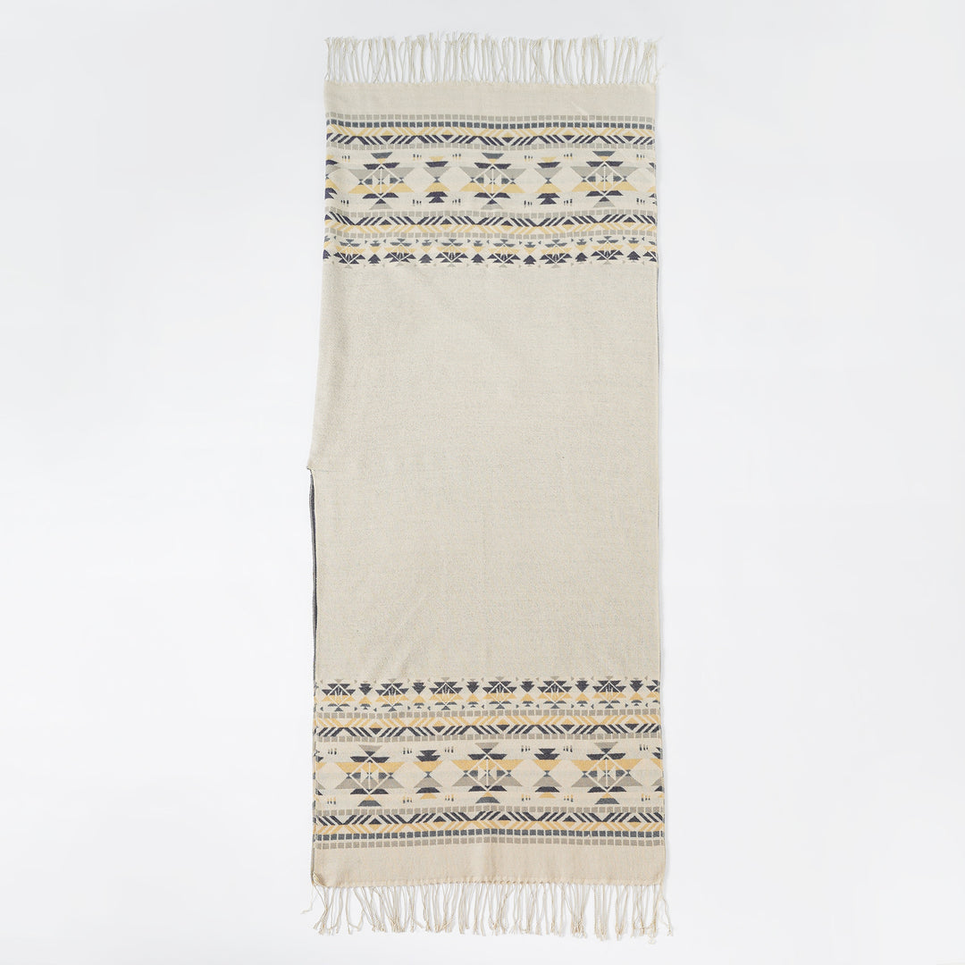 Damen Oversize-Poncho aus Wollmix mit Jacquardbordüre und Fransensaum Shop Nory