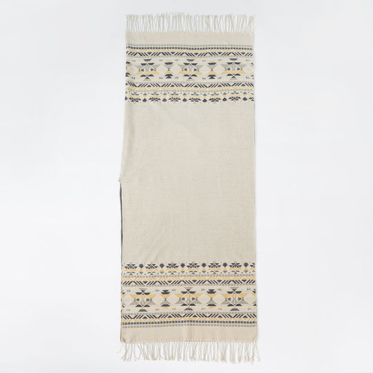 Damen Oversize-Poncho aus Wollmix mit Jacquardbordüre und Fransensaum Shop Nory
