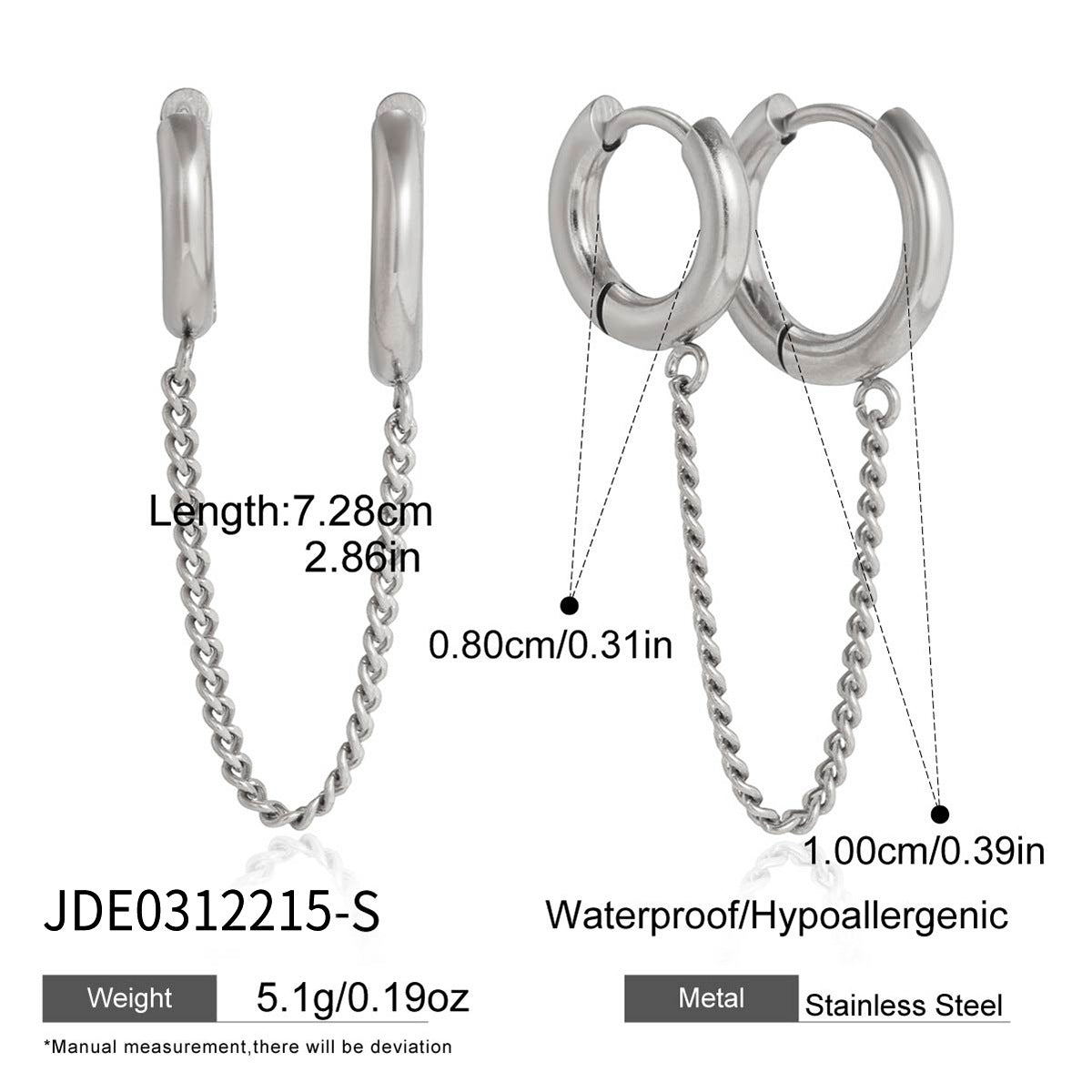 Damen Ohrhänger mit elegantem Kettendesign und hypoallergenem Edelstahl Shop Nory
