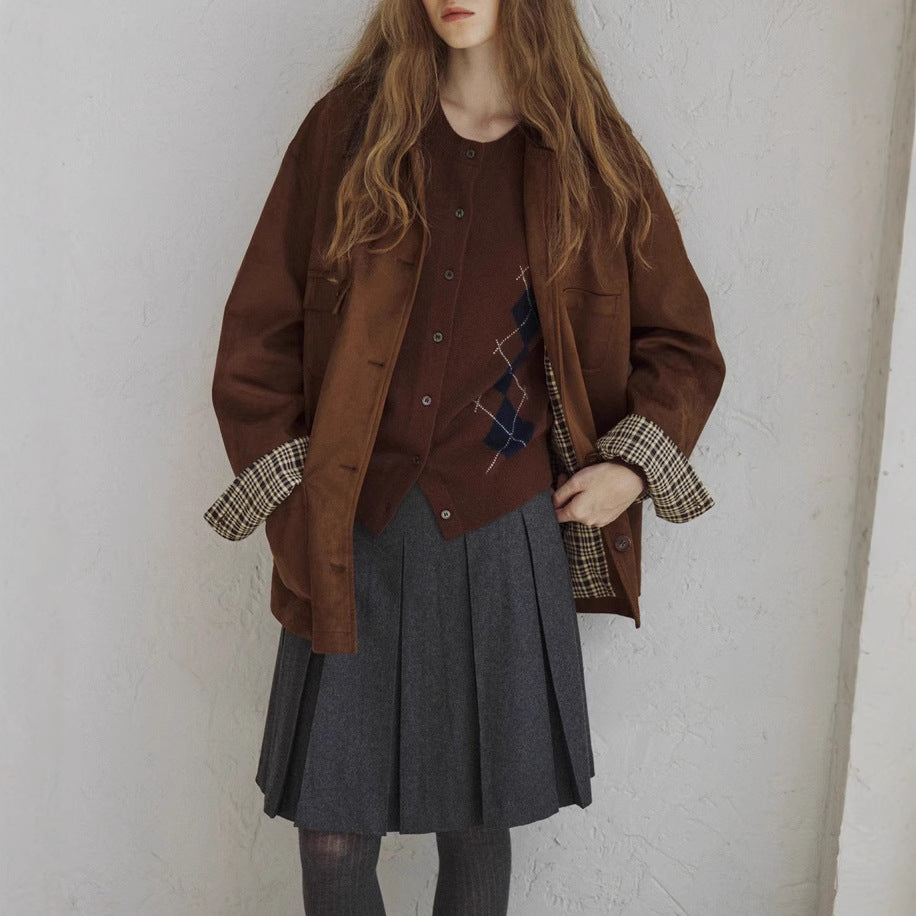 Damen Elegante Wildlederjacke Shop Nory