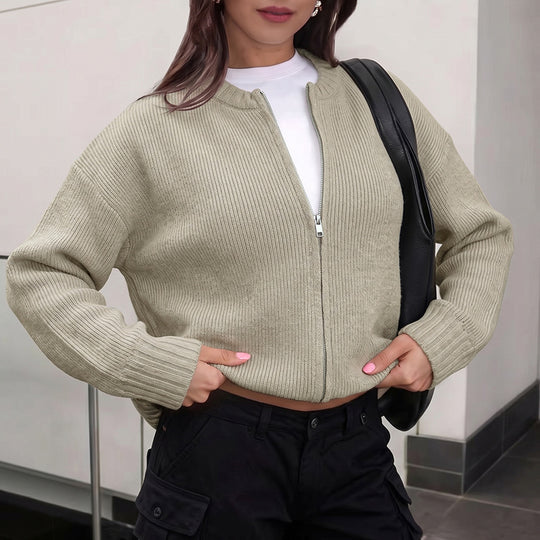 Damen Lässige Strickjacke mit chemischem Reißverschluss Shop Nory