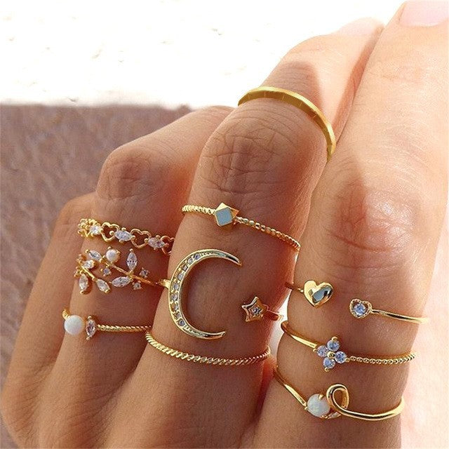 Damen Ring-Set mit kreativem Design und funkelnden Akzenten Shop Nory