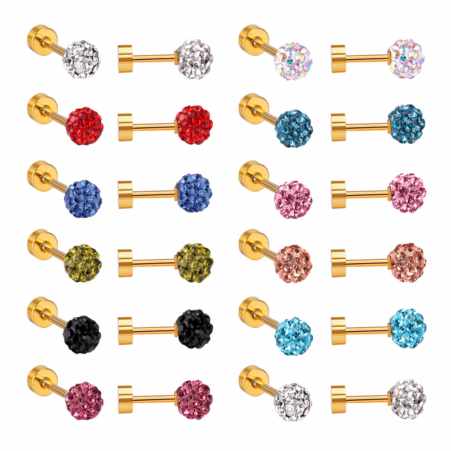 Damen Ohrstecker mit bunten Kristallen und goldplattierten Elementen Shop Nory