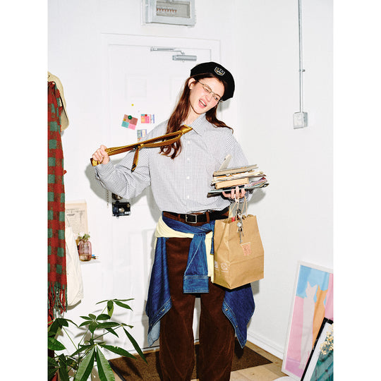 Unisex Oversized Karo-Hemd im Relaxed-Fit mit abgerundetem Saum Shop Nory