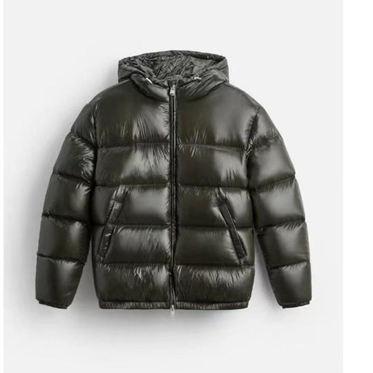 Damen Oversized Steppjacke mit Kapuze und Hochglanzfinish Shop Nory