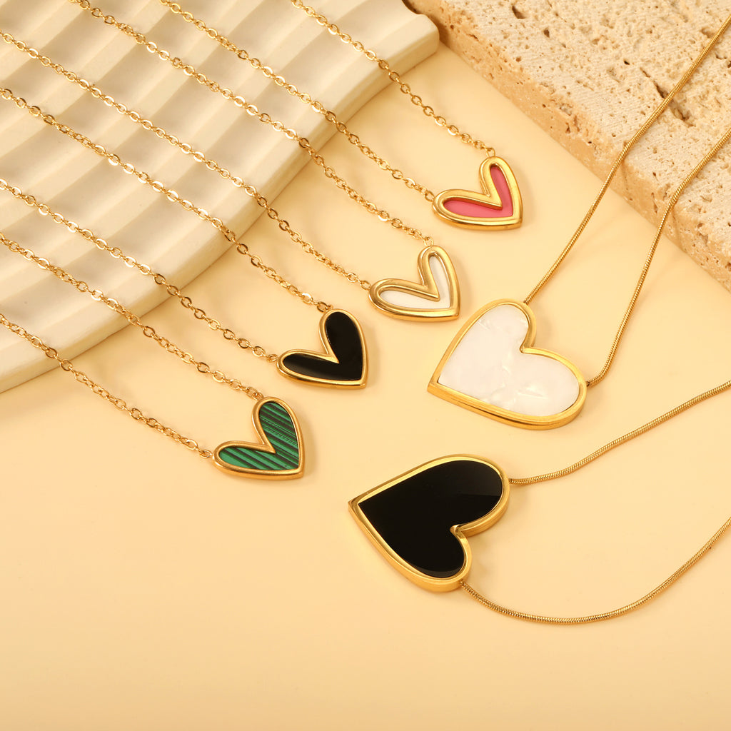 Damen elegante Halskette mit herzförmigem Anhänger aus hochwertigem Edelstahl Shop Nory