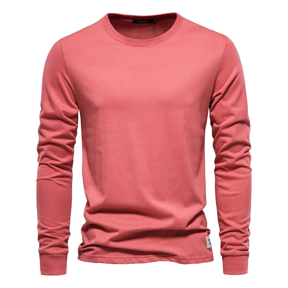 Herren nan klassisches langärmliges Baumwollshirt mit Rundhalsausschnitt und elastischen Bündchen