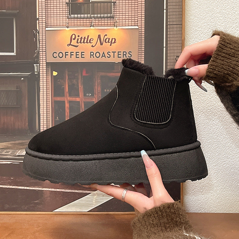 Damen Gefütterte Chelsea‑AnklShop Noryoots mit Faux‑Fur, elastischem Einsatz und Plateau‑Sohle Shop Nory