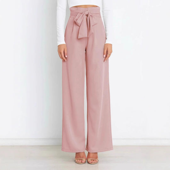 Damen Weite High-Waist Paperbag-Hose mit Bundfalten und Bindegürtel Shop Nory