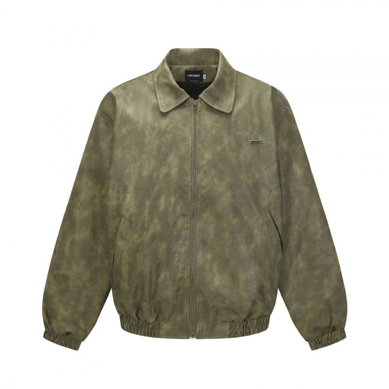Herren Kurz geschnittene Veloursleder‑Optik Bomberjacke mit Reißverschluss und elastischem Saum Shop Nory