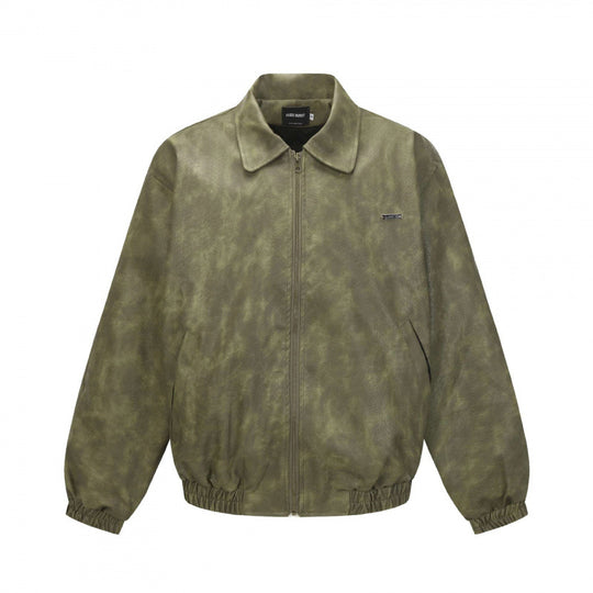 Herren Kurz geschnittene Veloursleder‑Optik Bomberjacke mit Reißverschluss und elastischem Saum Shop Nory