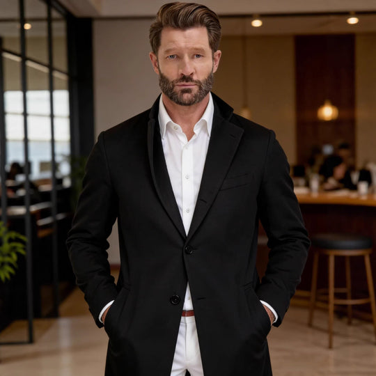 Herren Langer Unstrukturierter Leinen-Blazer mit Ein-Knopf-Verschluss und aufgesetzten Taschen Shop Nory